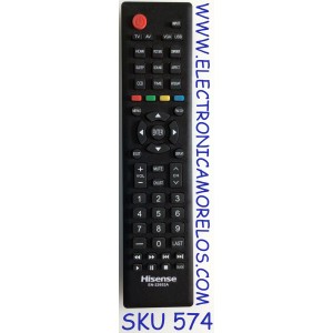 CONTROL REMOTO PARA TV LED MARCA HISENSE / NUMERO DE PARTE EN-22652A / MODELOS 32A300M / 32K20N / 32K26 / 32K26NUS / 32K360 / 40K360 / 50K360G / 50K362 / 50K362G / EN22652A / LHD32A300MUS / LHD32K20NUS
